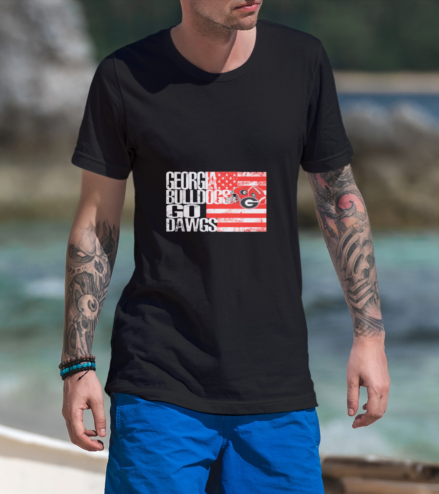 Georgia Bulldogs Go Dawgs American Flag T-Shirt