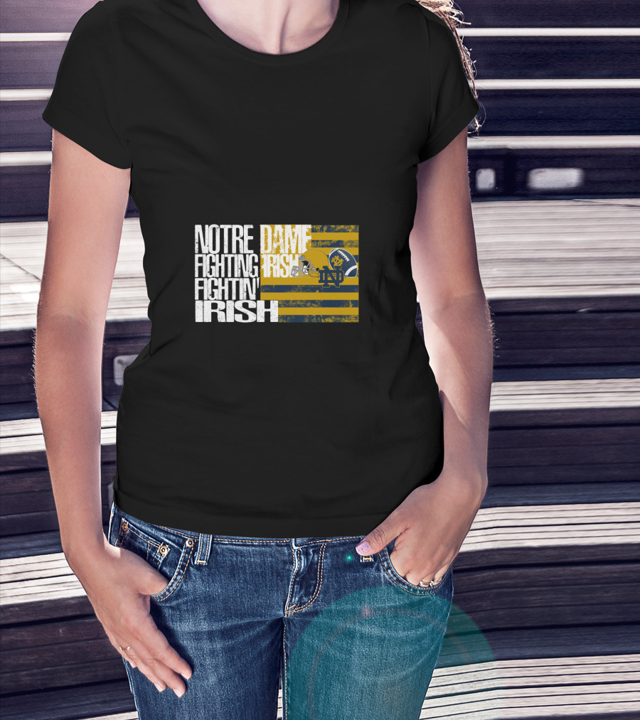 Notre Dame Fighting Irish Nd Helmet Flag Vintage Style Chtnca7018 T-Shirt