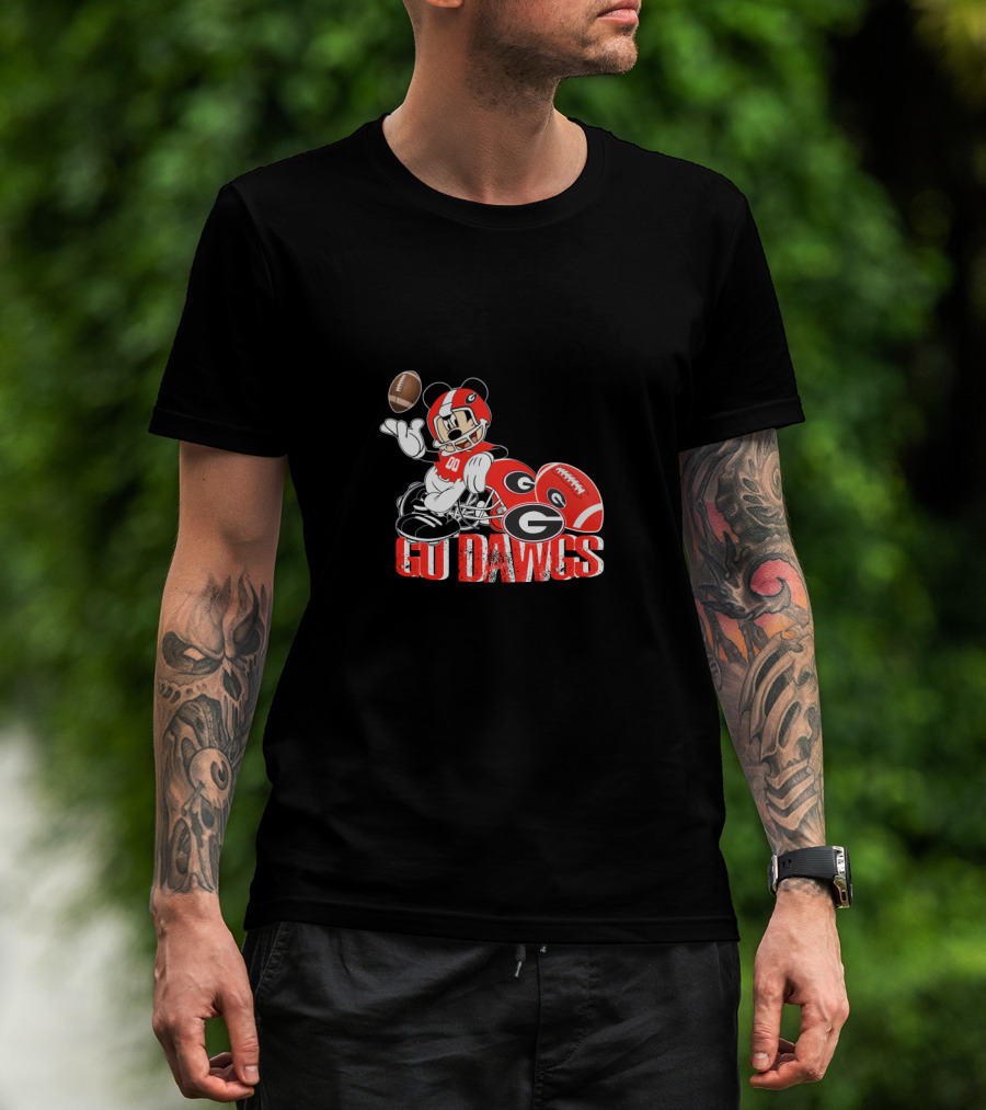 Chtnca8009 Go Dawgs Football Georgia Bulldogs Mickey Mouse T-Shirt