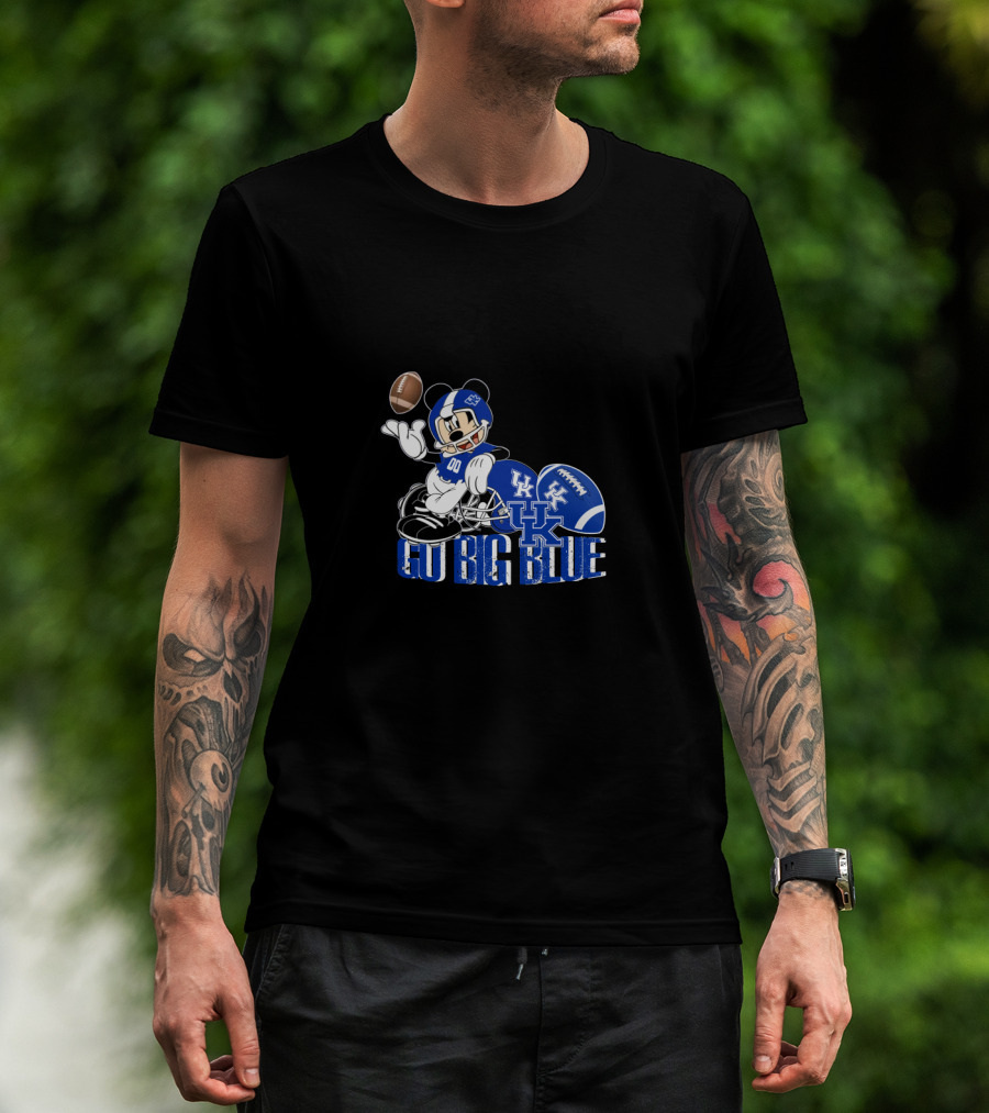 Mickey Mouse Kentucky Wildcats Football Go Big Blue T-Shirt