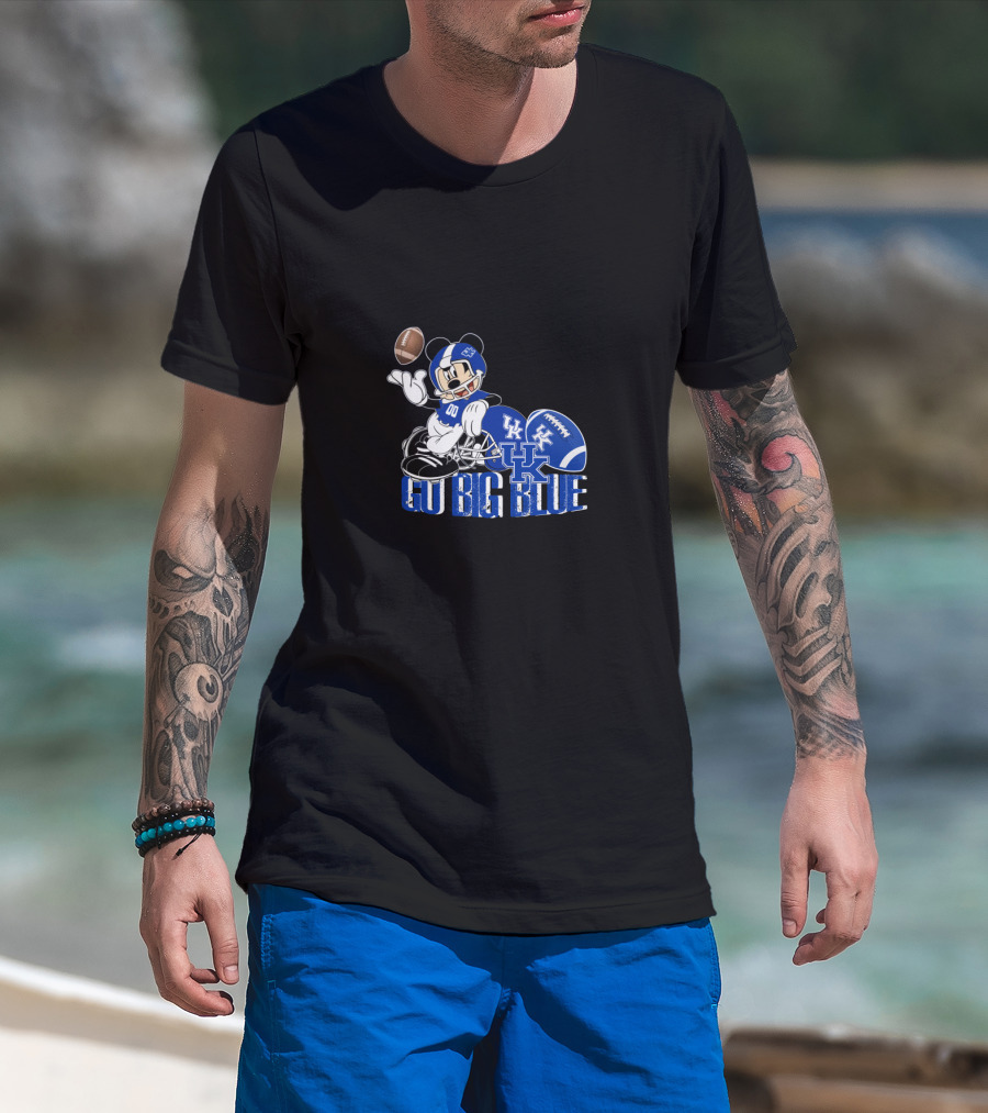 Mickey Mouse Kentucky Wildcats Football Go Big Blue T-Shirt