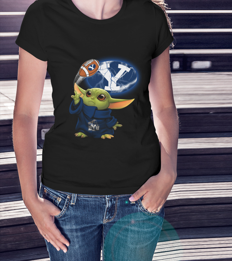 Byu Y Football Baby Yoda Using Force T-Shirt