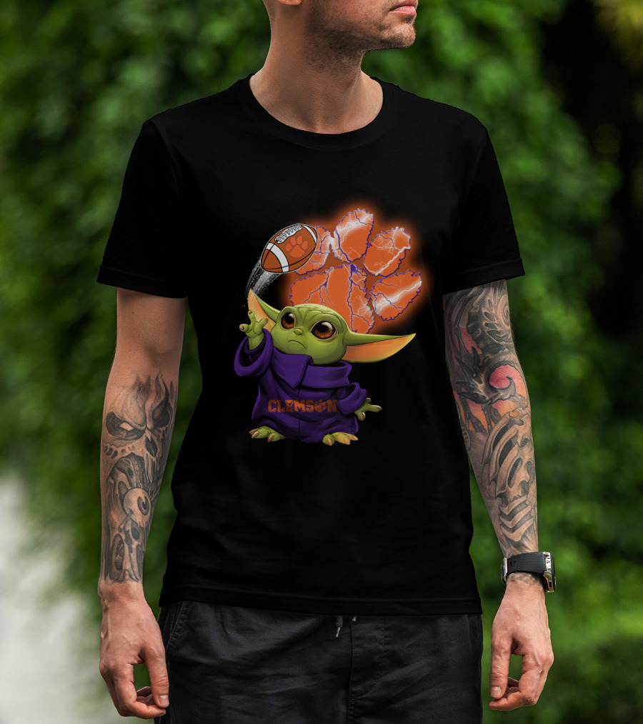 Clemson Football Paw And Baby Alien Character T-Shirt
