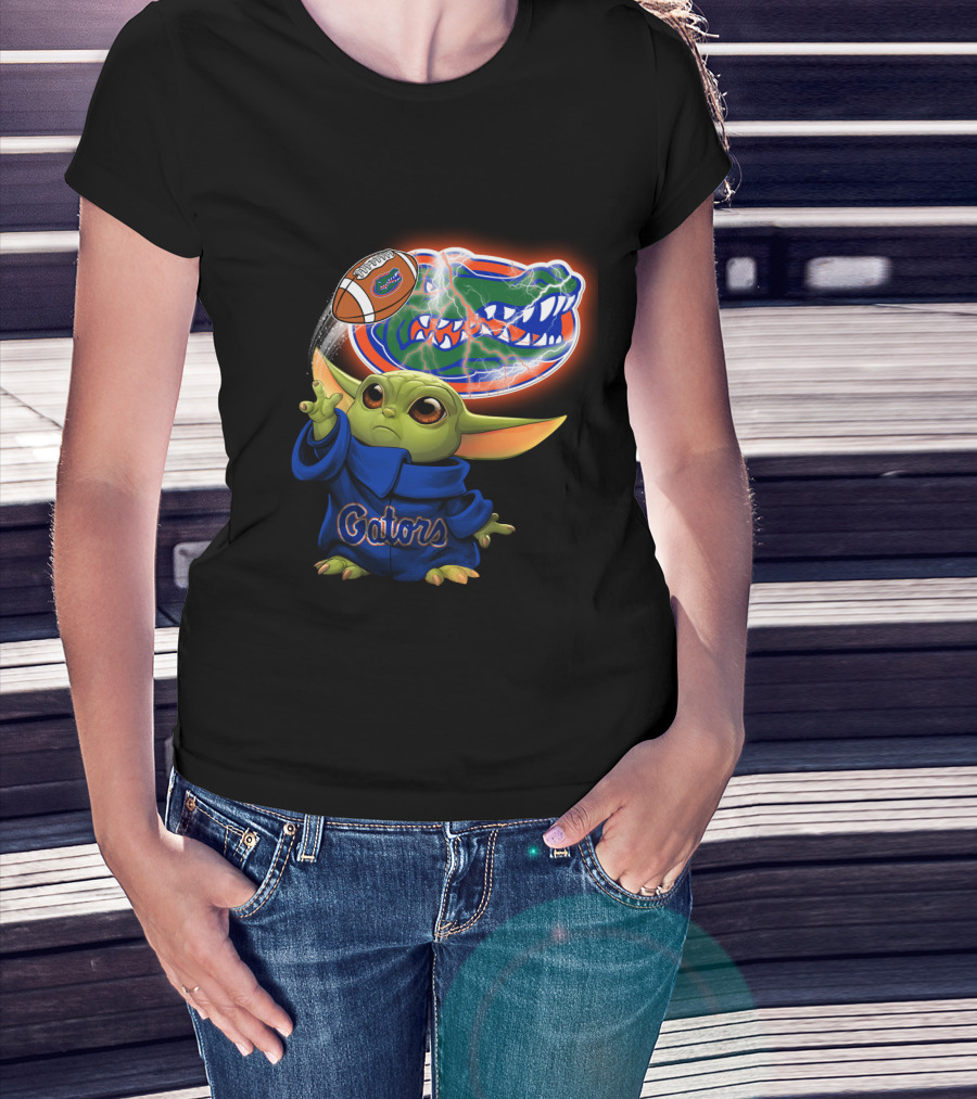 Gators Baby Yoda Holding Football Florida Gators T-Shirt