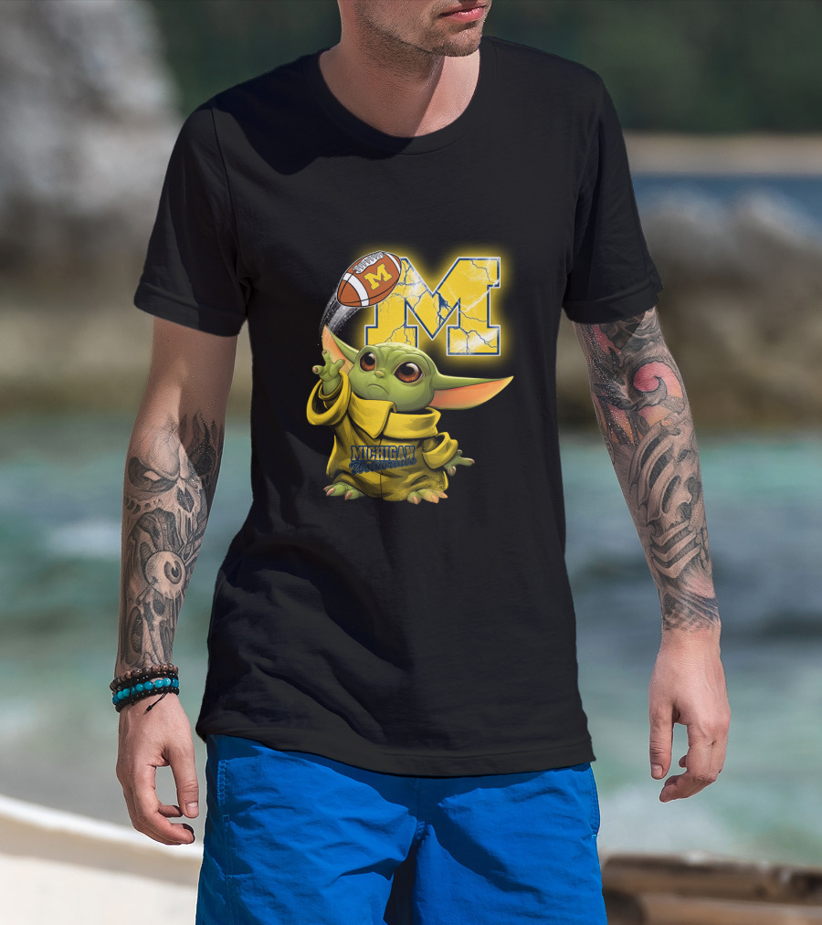 Michigan Wolverines Yoda Style Football Fan Craze T-Shirt
