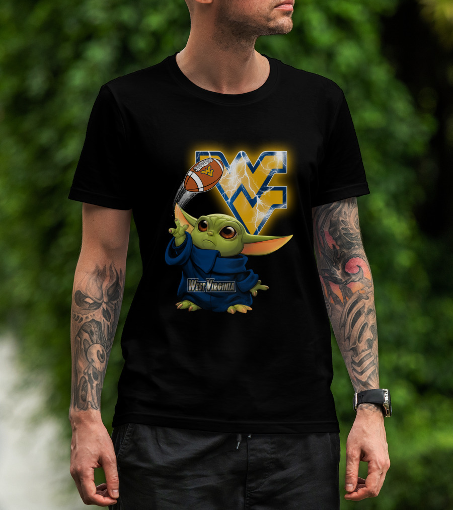 West Virginia Football Baby Alien With Wv Logo And Lightning T-Shirt