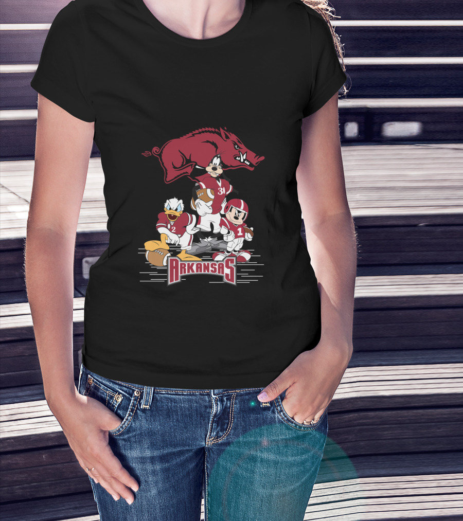 Arkansas Razorbacks Football Disney Characters T-Shirt