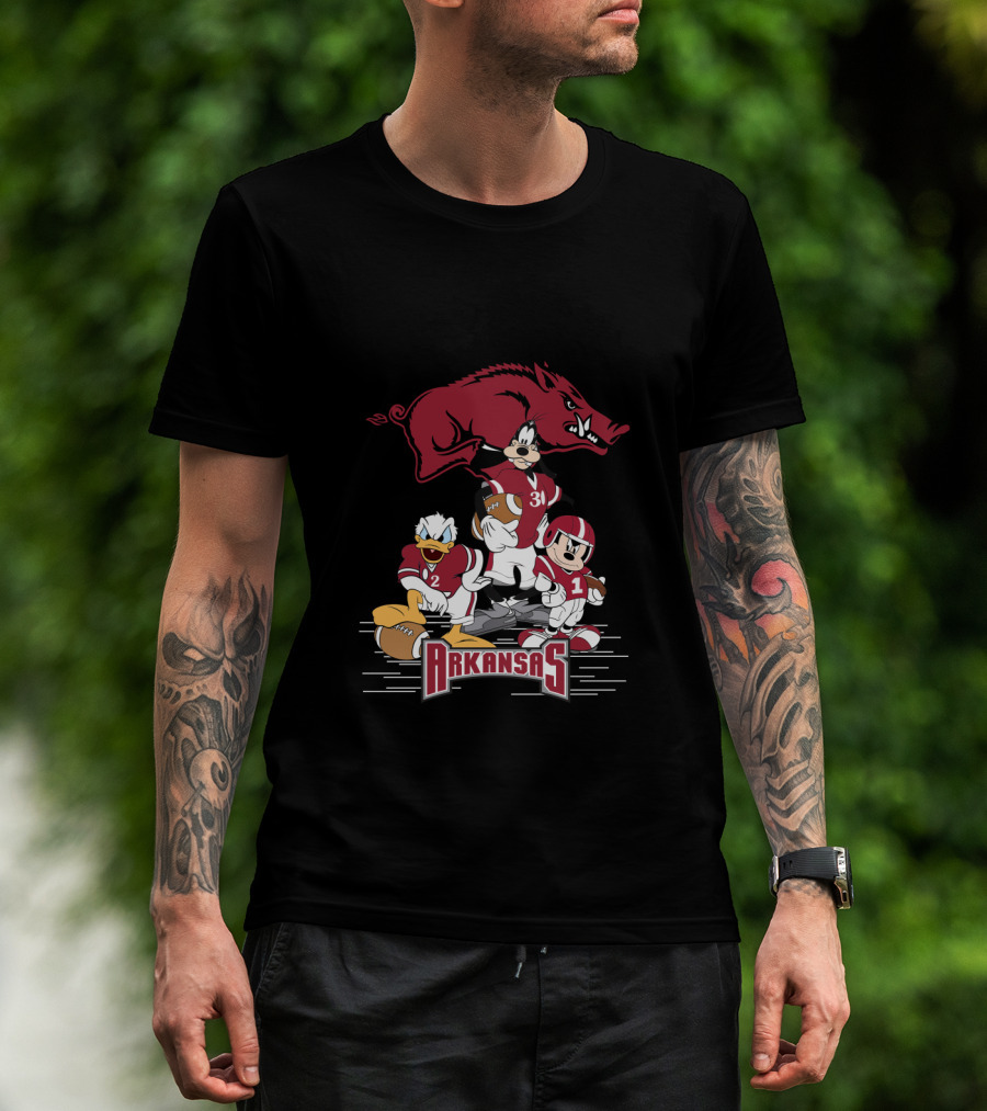 Arkansas Razorbacks Football Disney Characters T-Shirt
