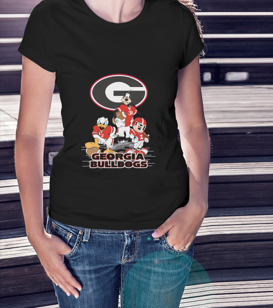 Georgia Bulldogs Disney Characters Football Collaboration T-Shirt