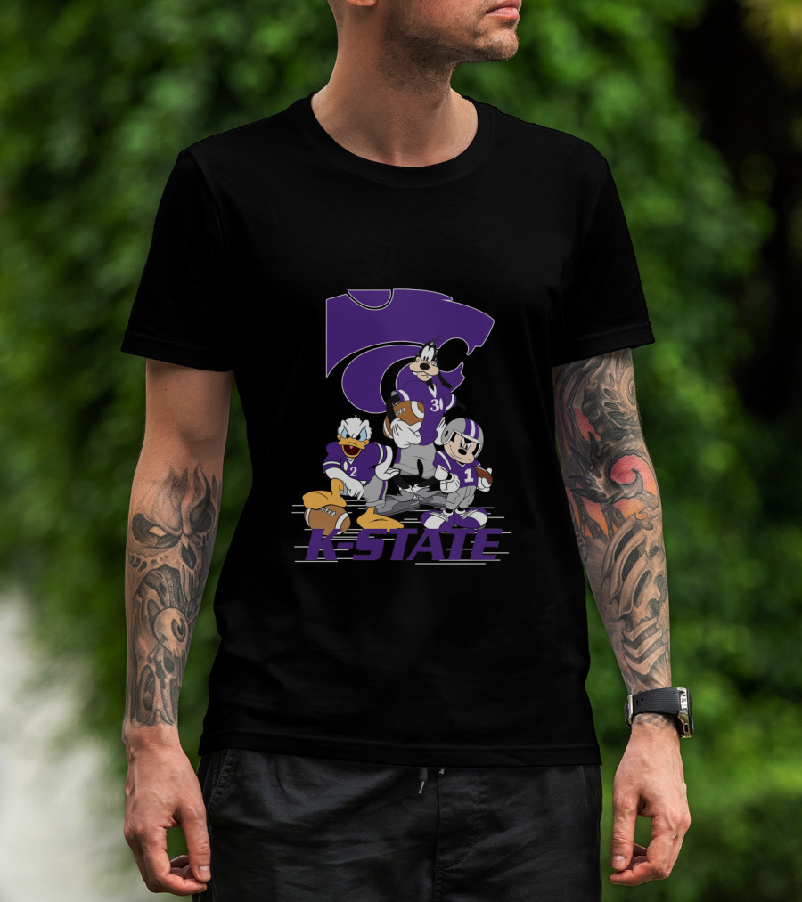 K-State Wildcats Football Characters With Ksu Powercat Logo Chtnca10009 T-Shirt