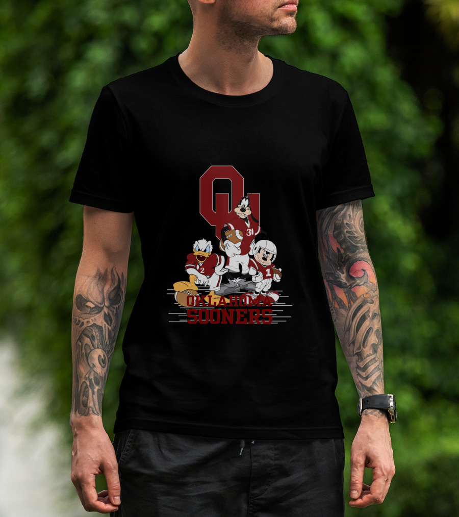 Oklahoma Sooners Disney Characters Football Team Collaboration Chtnca10012 T-Shirt