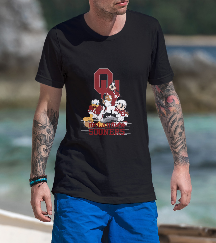 Oklahoma Sooners Disney Characters Football Team Collaboration Chtnca10012 T-Shirt