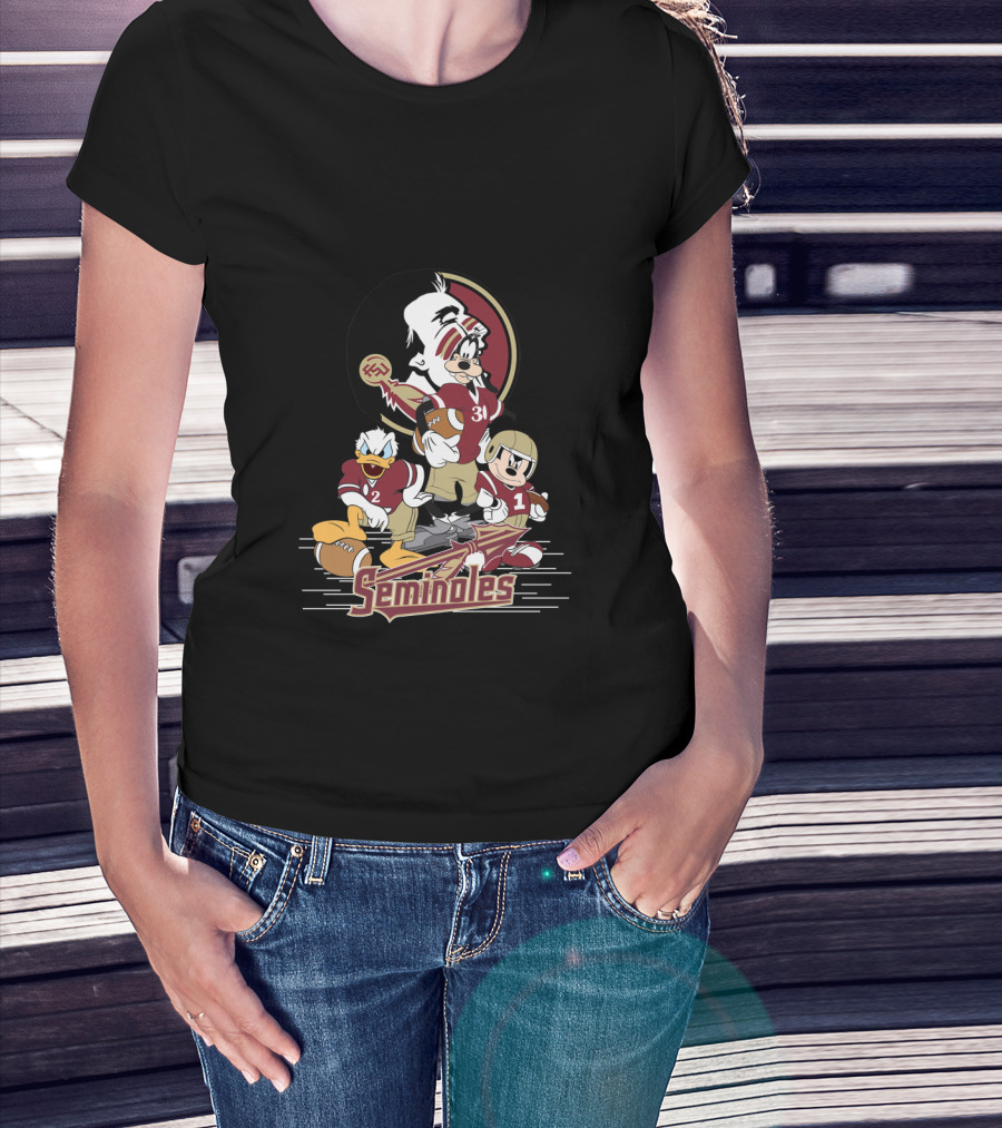 Seminoles Florida State Inspired Character Trio With Football Theme T-Shirt