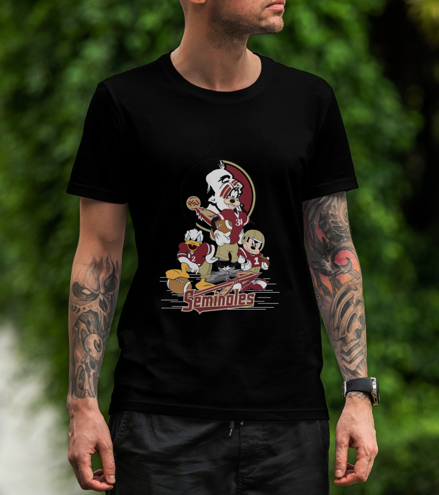 Seminoles Florida State Inspired Character Trio With Football Theme T-Shirt