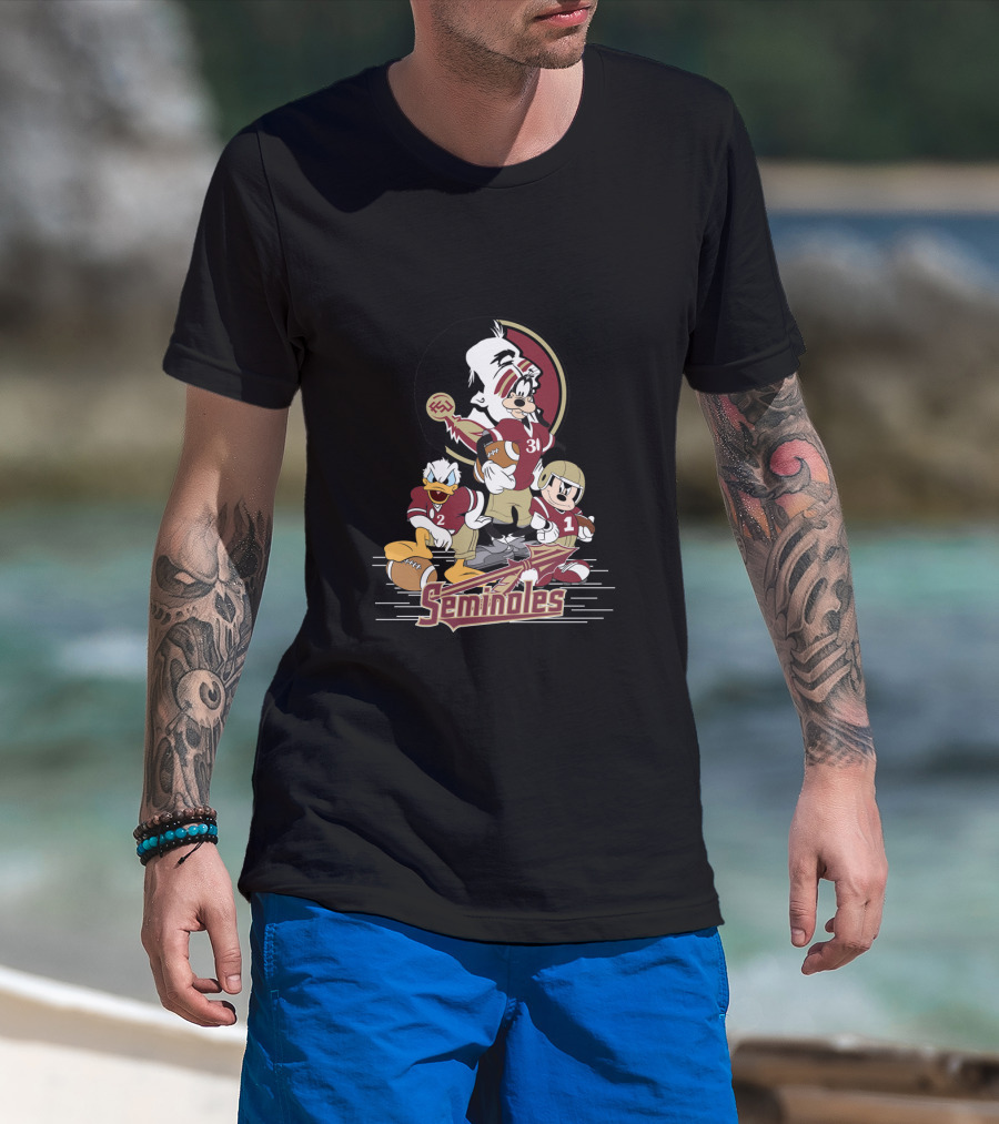 Seminoles Florida State Inspired Character Trio With Football Theme T-Shirt