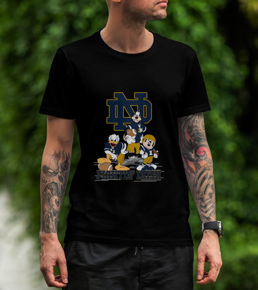 Nd Fighting Irish Mickey Donald Goofy Football Team T-Shirt