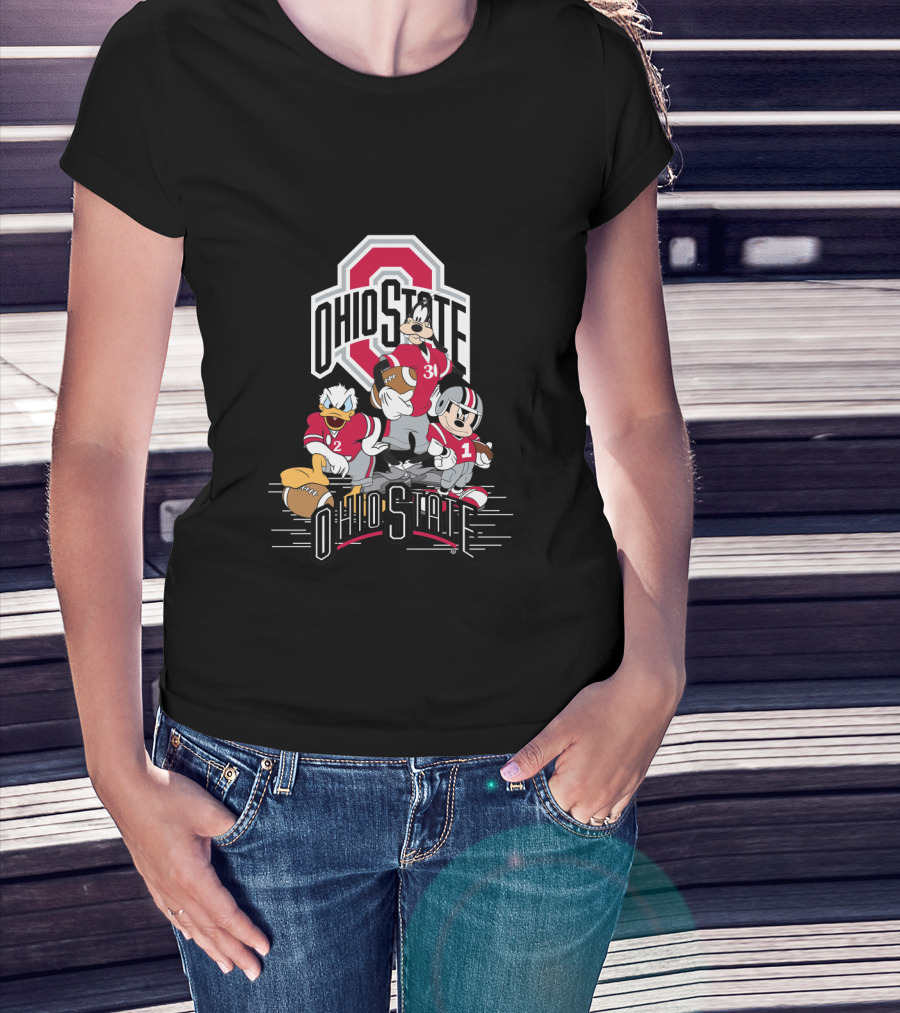 Ohio State Mickey Donald Goofy Football T-Shirt