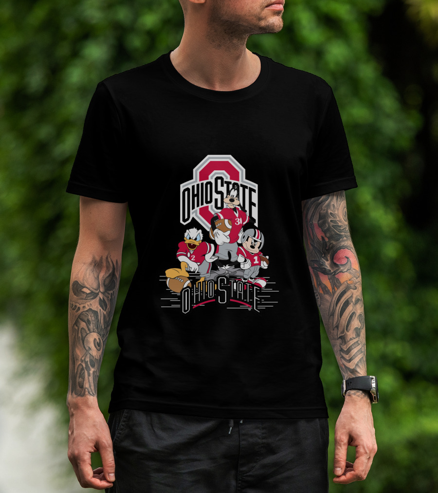 Ohio State Mickey Donald Goofy Football T-Shirt
