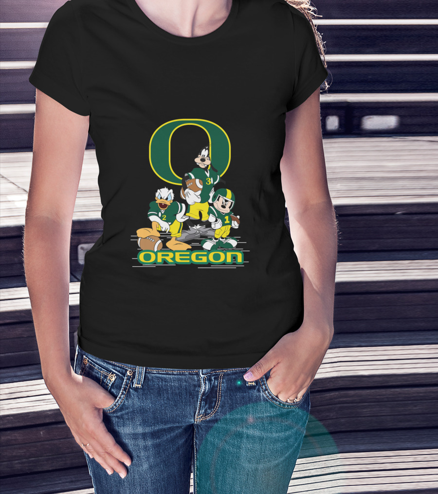 Chtnca10025 Oregon Football Donald Duck Goofy Mickey Mouse T-Shirt