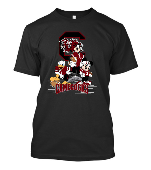 Chtnca10027 South Carolina Gamecocks Mickey Mouse Donald Duck Goofy Football T-Shirt
