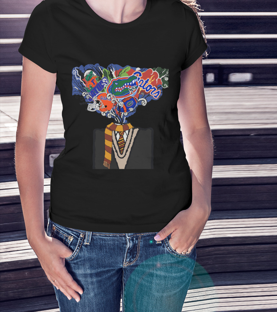Gators Uf Football Mind-Blowing Art With Florida Team Logos And Scarf T-Shirt