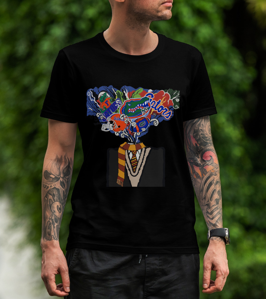 Gators Uf Football Mind-Blowing Art With Florida Team Logos And Scarf T-Shirt