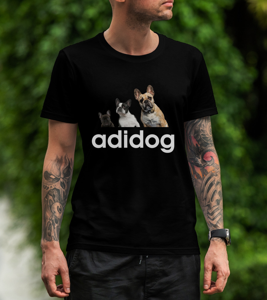 Adidog Bulldog Trio On Black T-Shirt