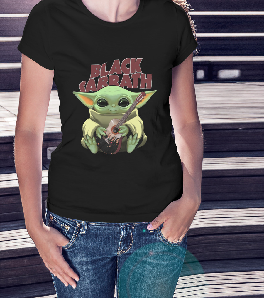 YODA Black Sabbath Cute Baby Holding Guitar T-Shirt