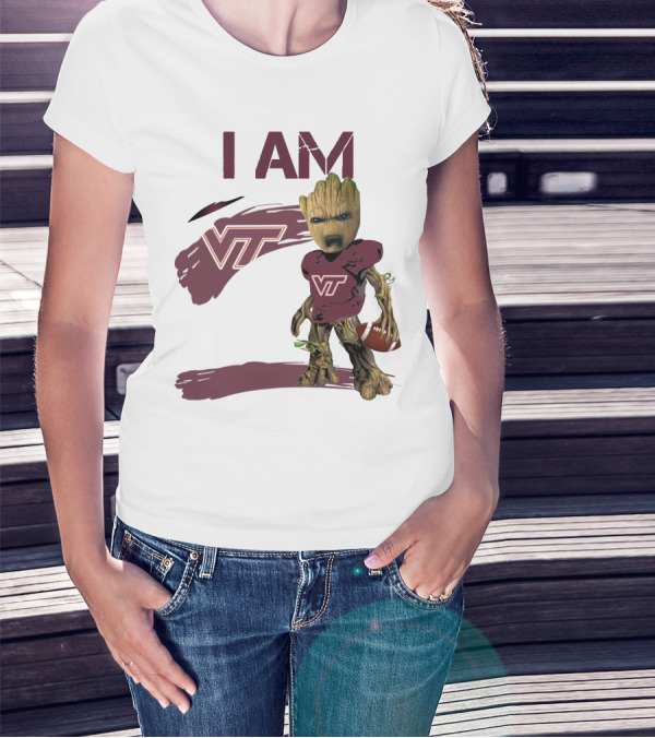 I Am Groot VT Football Hokies Baby Groot T-Shirt