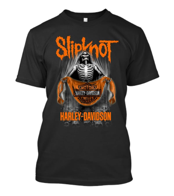 Slipknot Harley Davidson Skeleton Holding T-Shirt