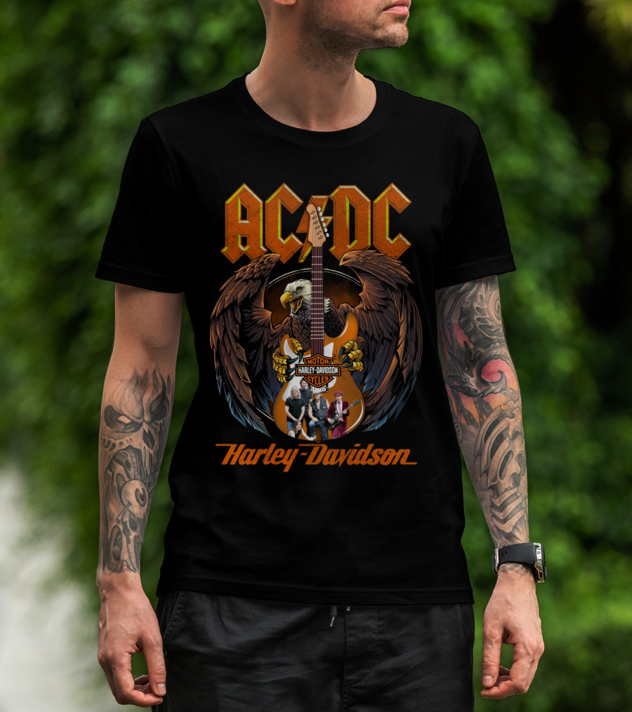 Ac Dc Harley Davidson Motorcycles Eagle Guitar Band Members T-Shirt