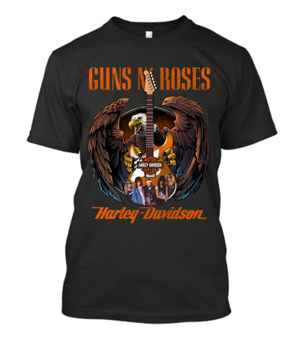 Guns N Roses Harley Davidson Motor Styles Eagle Guitar T-Shirt