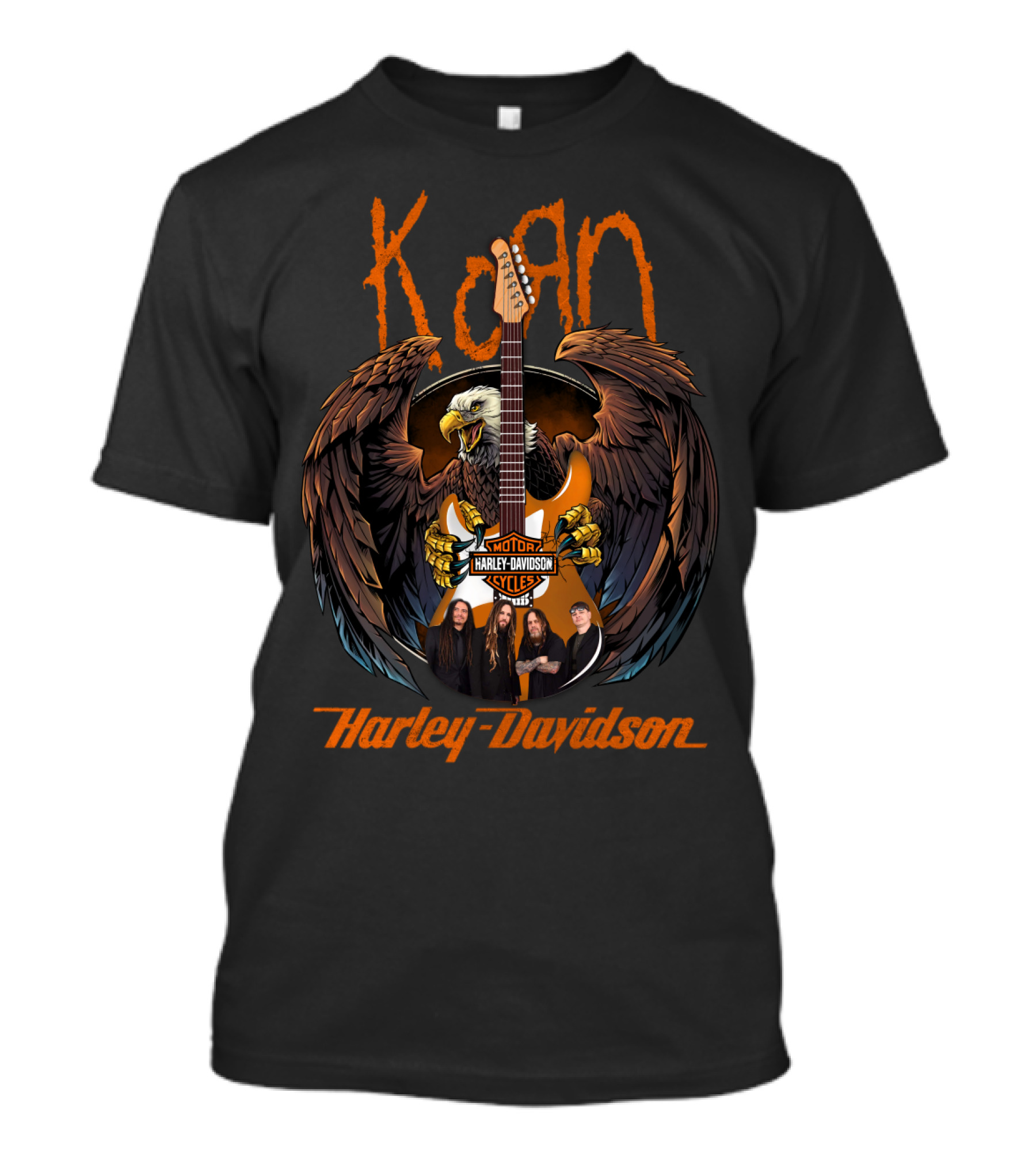 Korn Harley Davidson Motorcycles Eagle Guitar T-Shirt