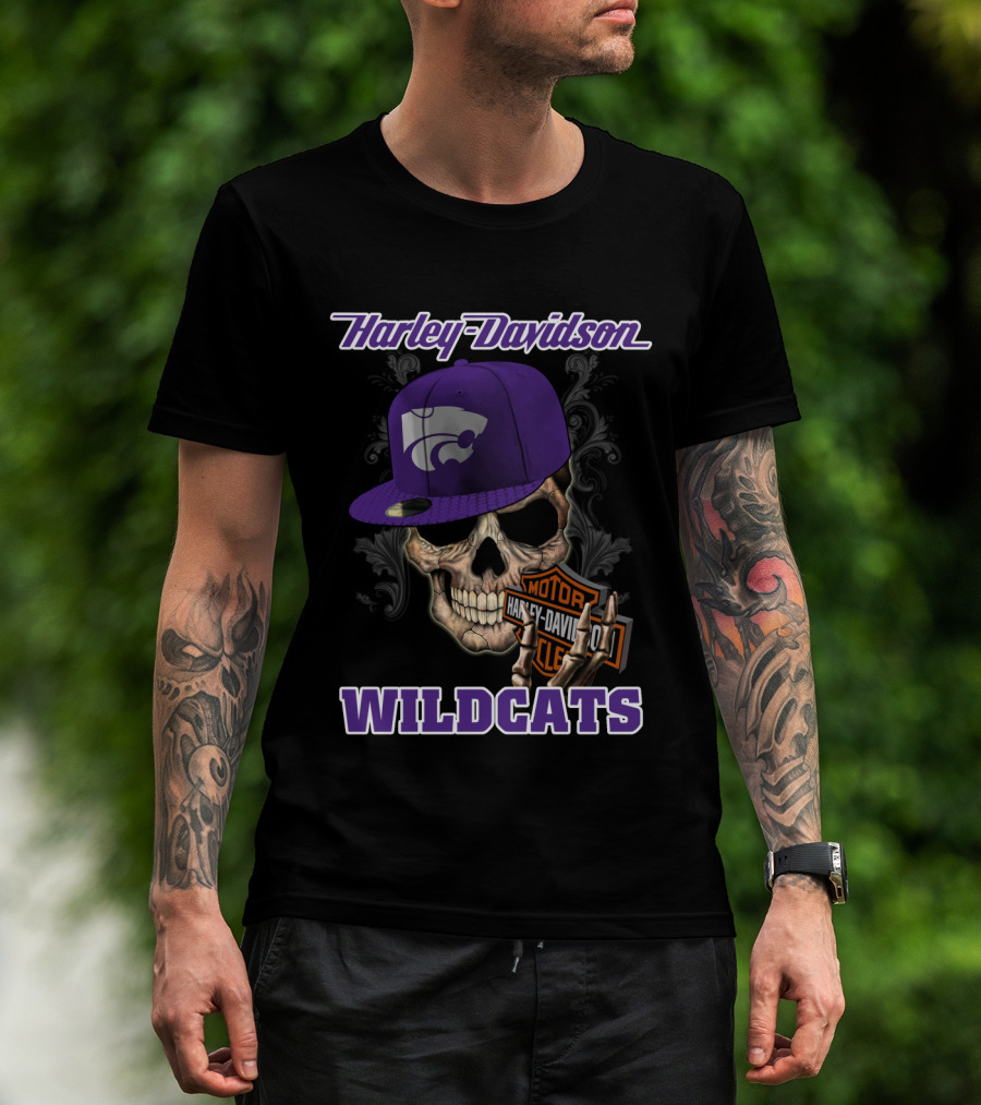 Harley Davidson Wildcats Skull Kansas State T-Shirt