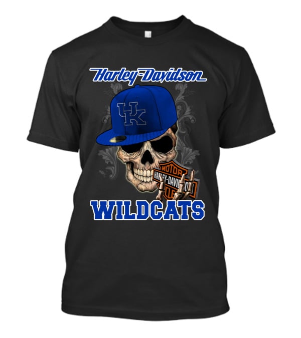 Harley Davidson Kentucky Wildcats Skull With Cap T-Shirt