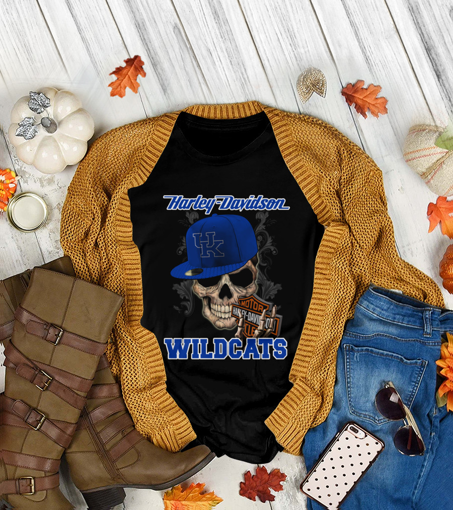 Harley Davidson Skull Kentucky Wildcats T-Shirt