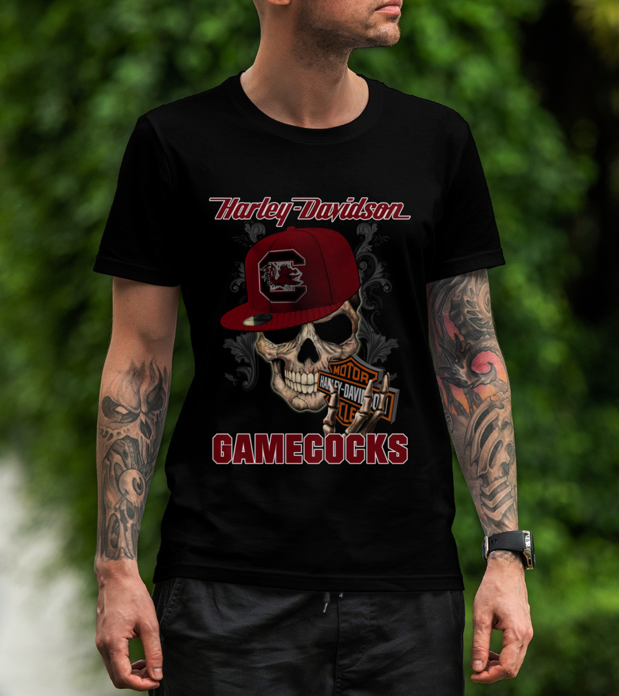 Harley Davidson Skull Logo South Carolina Gamecocks T-Shirt
