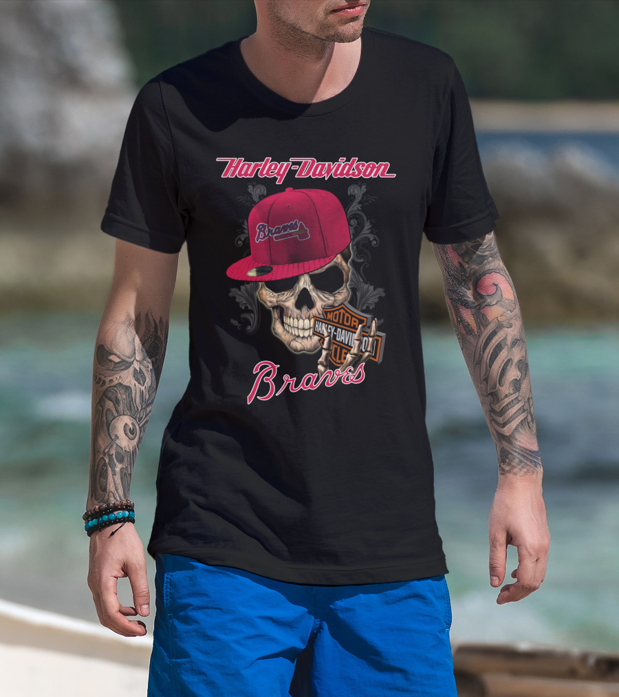 Harley Davidson Braves Skull Atlanta T-Shirt