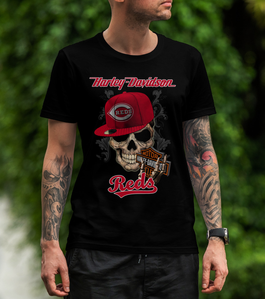 Harley Davidson Skull Reds Hat Cincinnati Reds T-Shirt