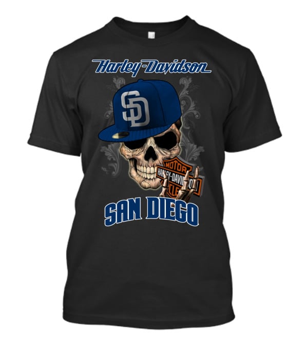 Harley Davidson Skull Sd Cap San Diego T-Shirt