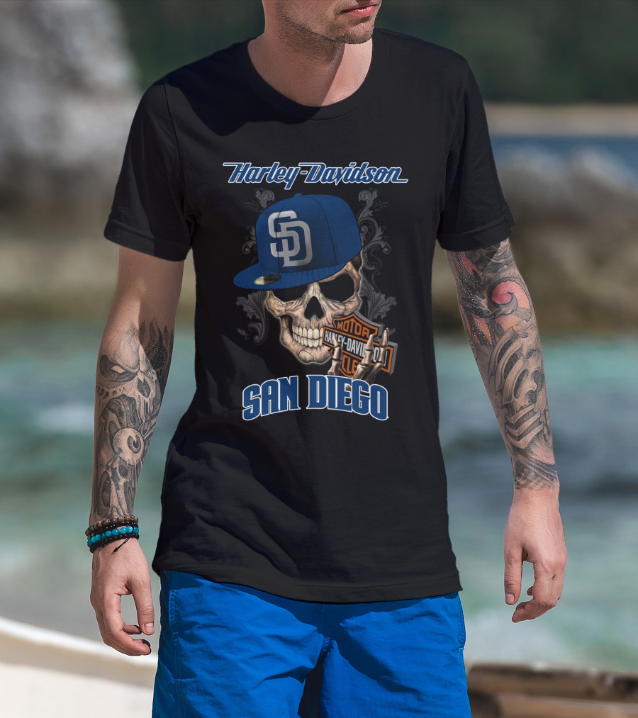 Harley Davidson Skull Sd Cap San Diego T-Shirt
