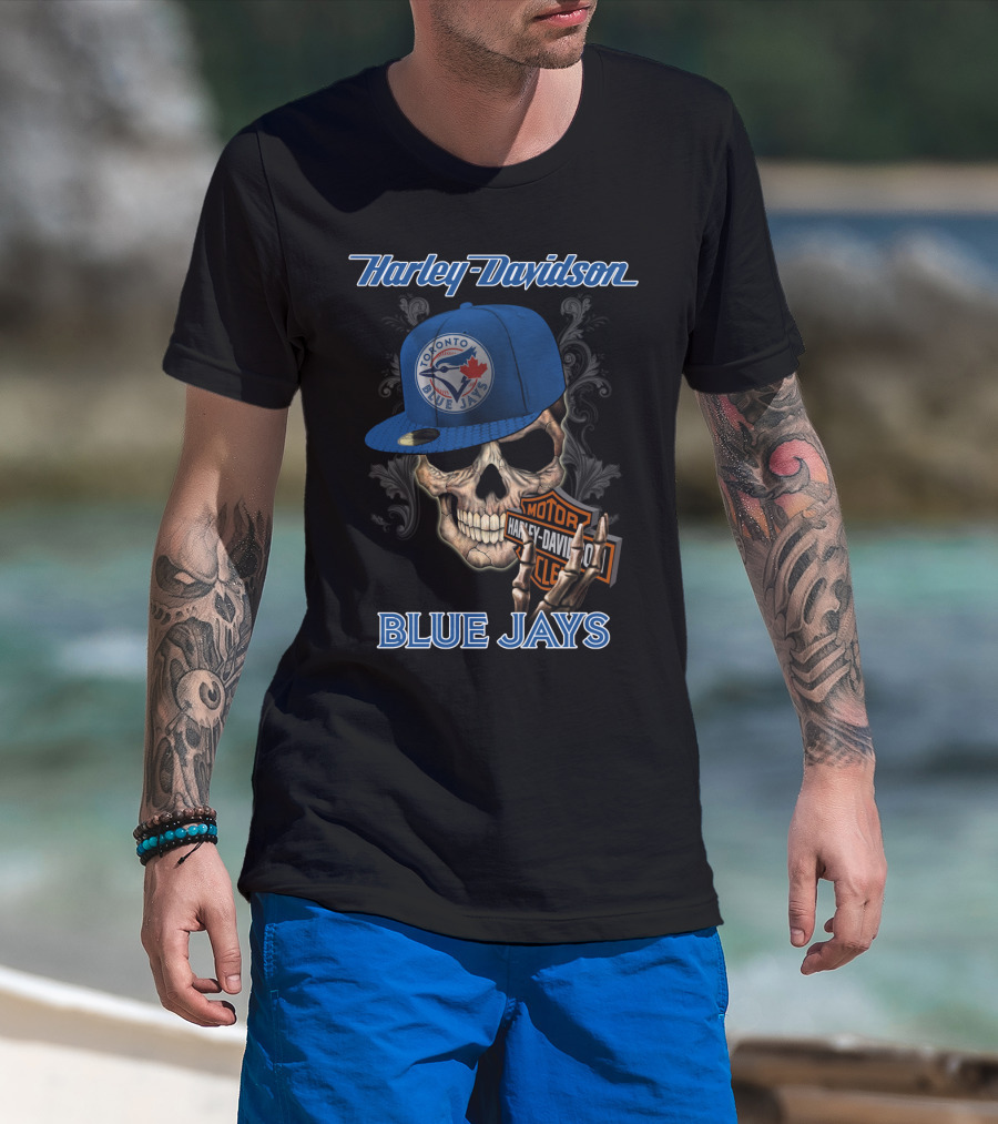 Harley Davidson Toronto Blue Jays Skull T-Shirt