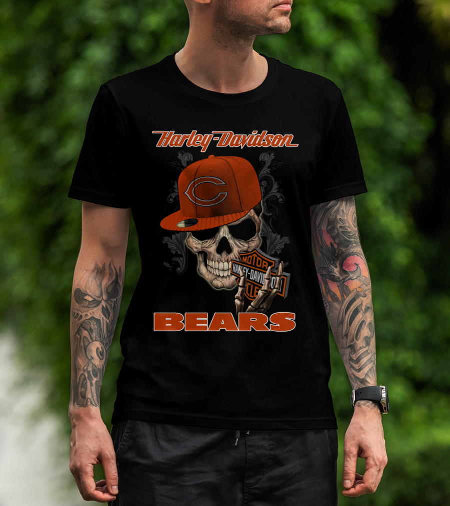 Harley Davidson Chicago Bears Skull T-Shirt