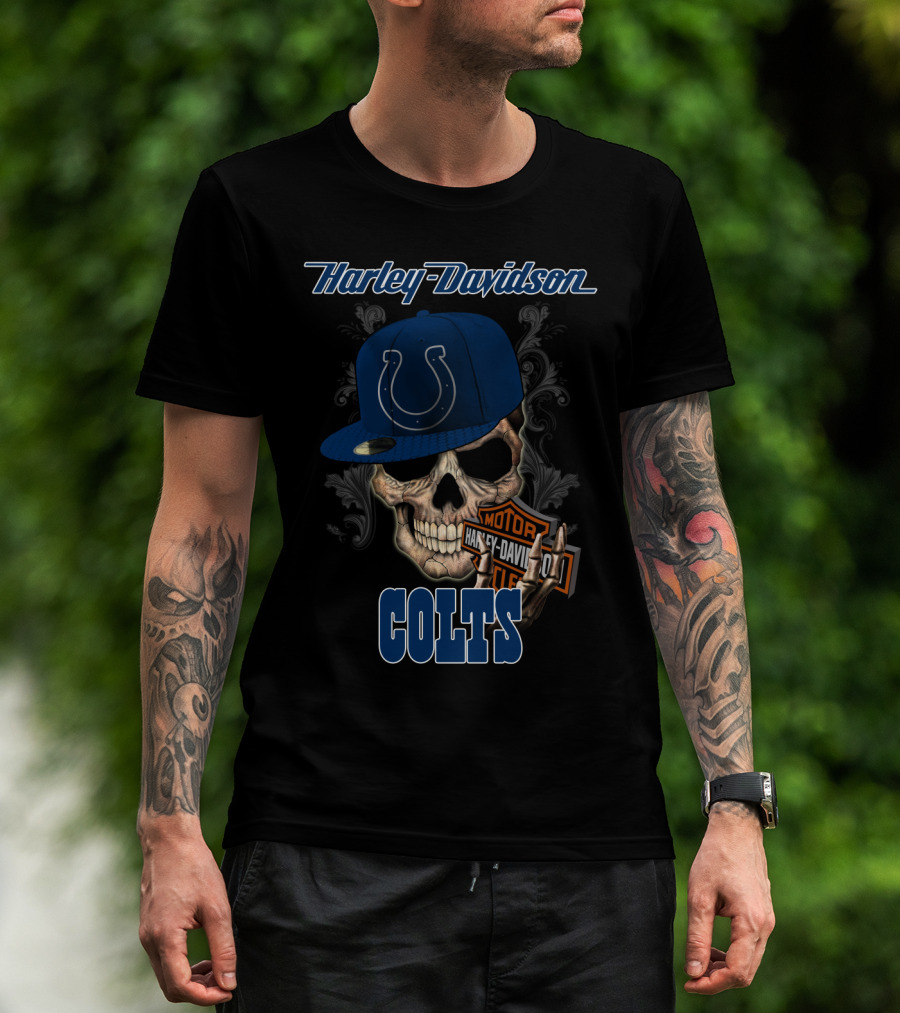 Harley Davidson Colts Skull Indianapolis T-Shirt