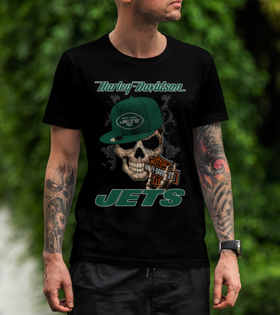Harley Davidson New York Jets Skull T-Shirt