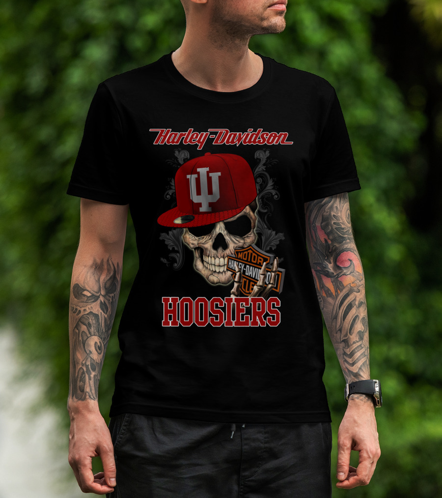 Harley Davidson Indiana Hoosiers Skull Hat Motor Classic T-Shirt