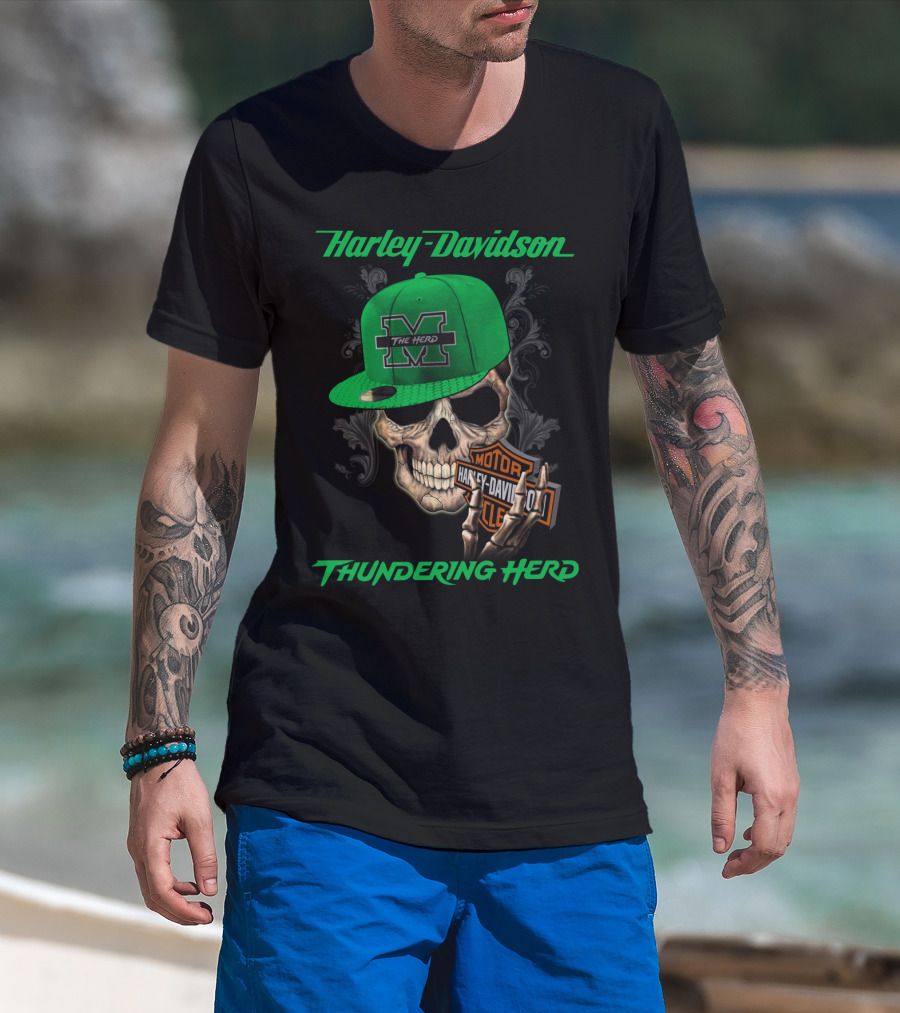 Harley Davidson Skull Thundering Herd The Herd Marshall M T-Shirt