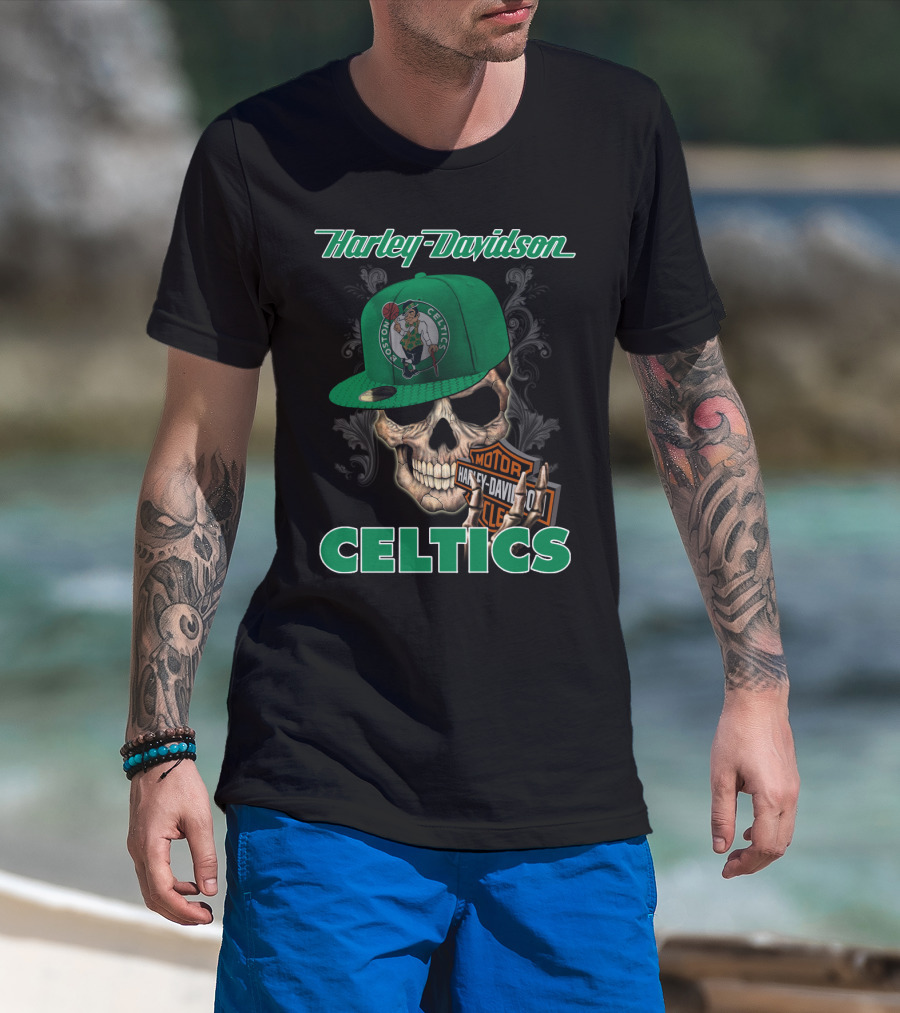 Harley Davidson Boston Celtics Skull Nba1 T-Shirt