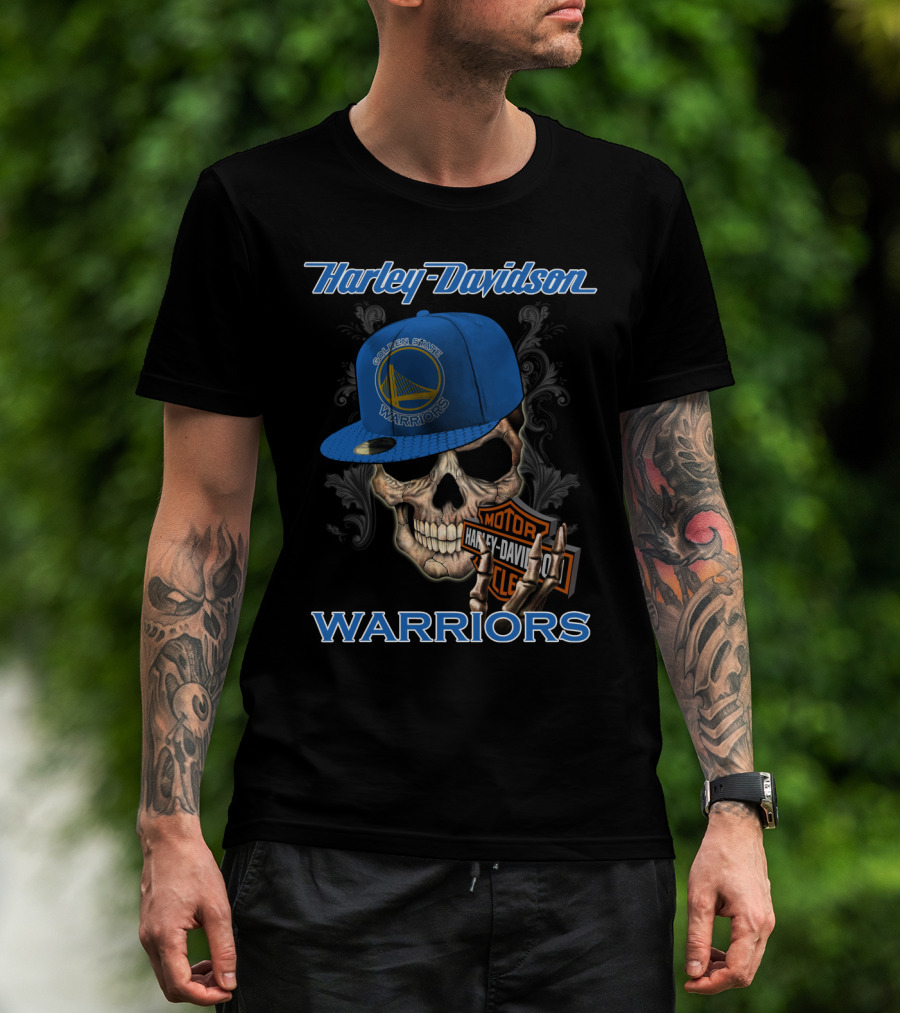 Harley Davidson Motor Skull Golden State Warriors T-Shirt
