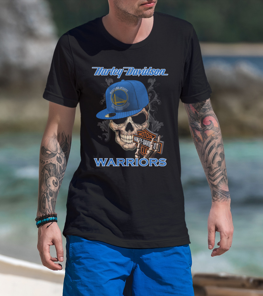 Harley Davidson Motor Skull Golden State Warriors T-Shirt